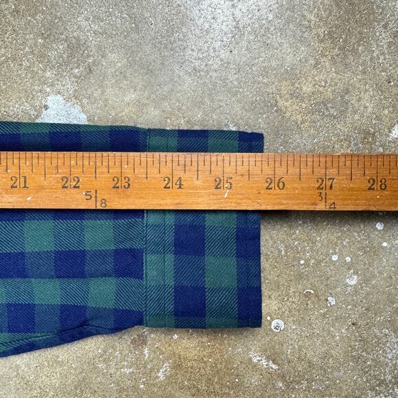 J. Crew Flannel Shirt Men’s Small Green Navy Blue Heavyweight Long Sleeve - Picture 10 of 10